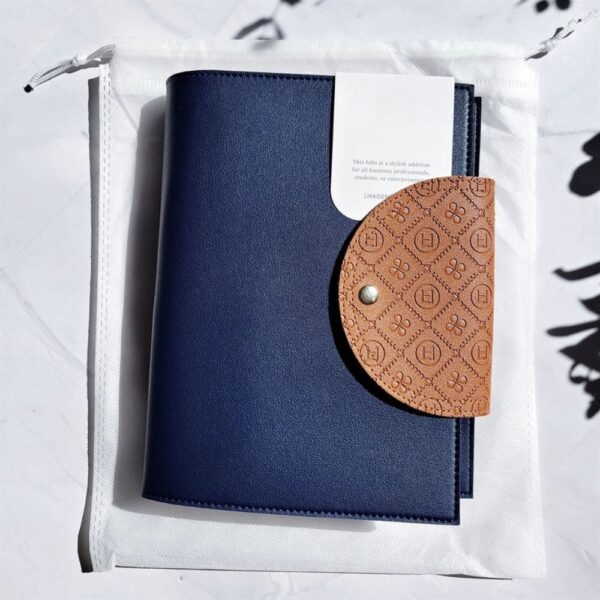 Porta agenda blu con scomparti