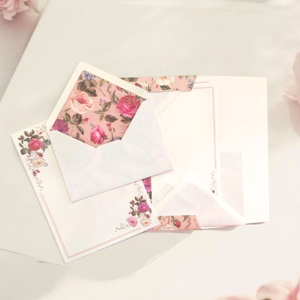 Set buste e lettere floreali