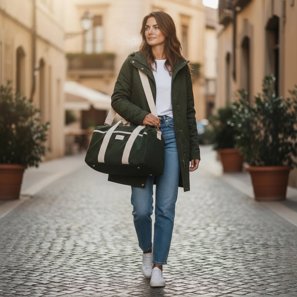 Borsa 24 Ore Iria – Verde e Panna effetto velluto 3 Borsa verde con tracolla