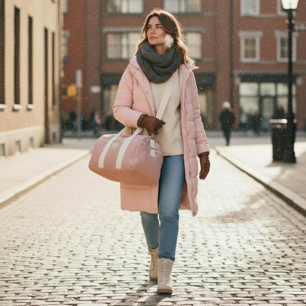 Borsa Week-End 24 ore Flora – Rosa Antico effetto velluto 4 Borsa Week-End 24 ore Flora – Rosa Antico effetto velluto - immagine 2